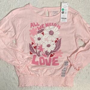 Carter's Pink Long Sleeve Tee with Floral Love Design